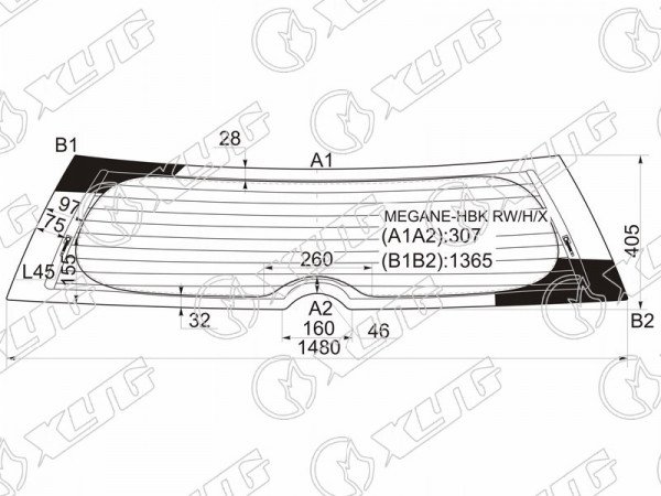 Стекло заднее с обогревом RENAULT MEGANE II 5D HBK 02-08