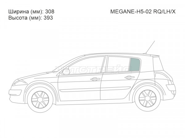 Стекло форточки (Сзади / Слева / Цвет зеленый) Renault Megane 02-09