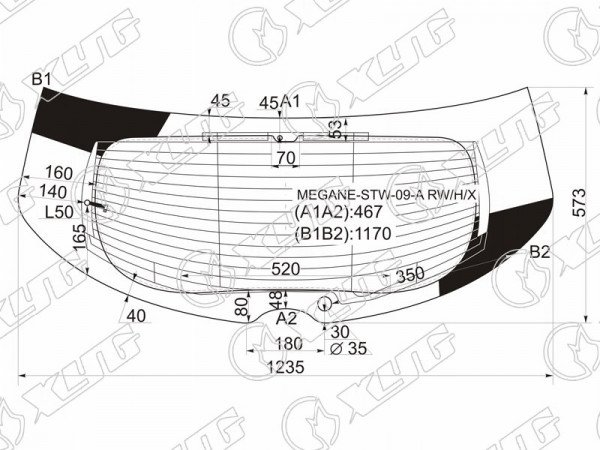 Стекло заднее с обогревом RENAULT MEGANE 5D WGN 08-16