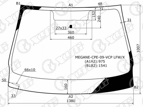 Стекло лобовое RENAULT MEGANE 2D CPE 09-16