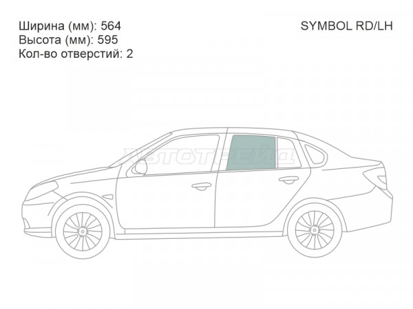 Стекло боковое опускное (Сзади / Слева / Цвет зеленый) Renault Symbol 08-12