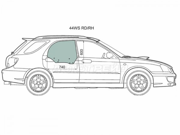 Стекло боковое опускное (Сзади / Справа / Цвет зеленый) Subaru Impreza 00-07  / Saab 9-2X 04-06
