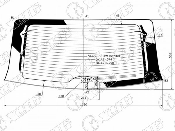 Стекло заднее с обогревом SAAB 9-3 5D 05-12