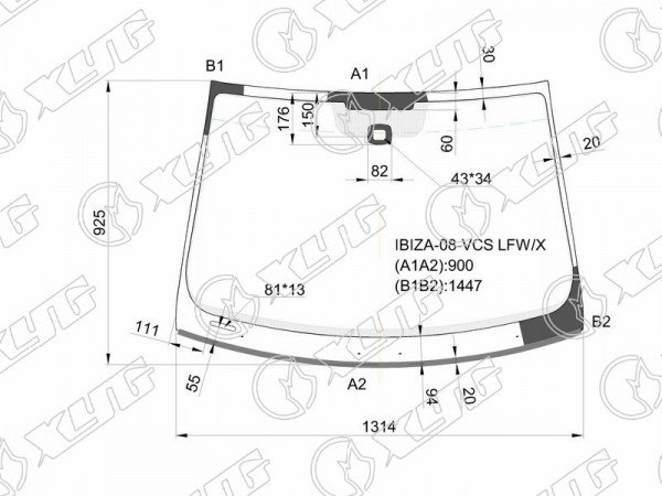 Стекло лобовое + дд SEAT IBIZA 3 /5D HBK 08-17