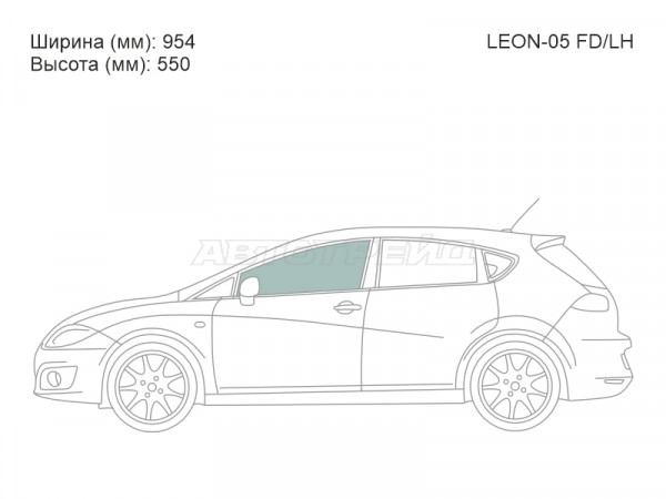 Стекло боковое опускное (Спереди / Слева / Цвет зеленый) SEAT Leon 05-12