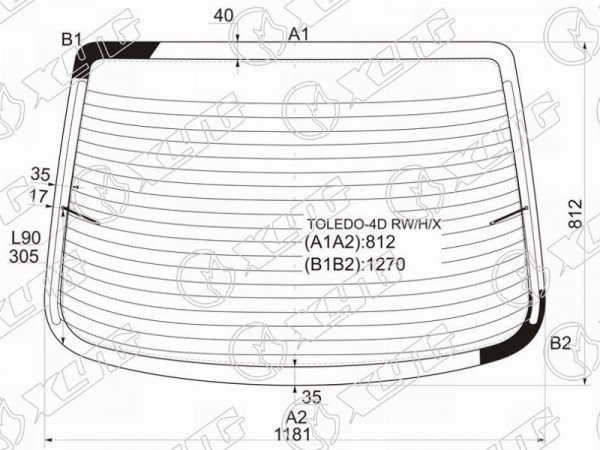 Стекло заднее с обогревом SEAT TOLEDO 4D SED 99-04