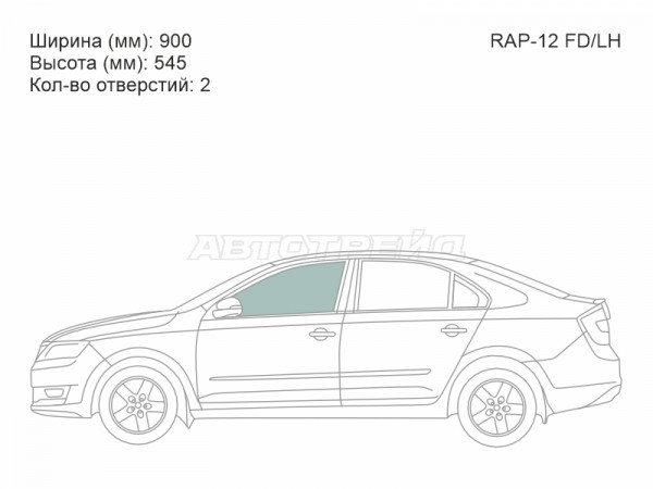 Стекло боковое опускное (Спереди / Слева / Цвет зеленый) Skoda Rapid 12-  / Volkswagen Polo 20-22