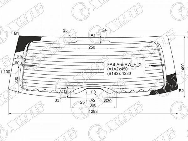 Стекло заднее (Цвет зеленый / Обогрев / 5D HBK) Skoda Fabia 07-15