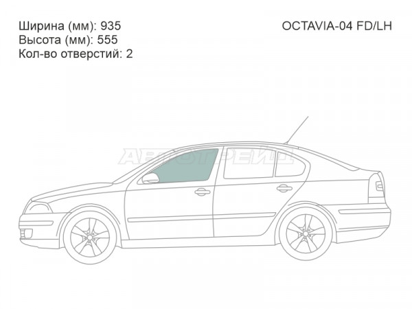 Стекло боковое опускное (Спереди / Слева / Цвет зеленый) Skoda Octavia 04-13