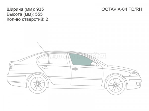 Стекло боковое опускное (Спереди / Справа / Цвет зеленый) Skoda Octavia 04-13