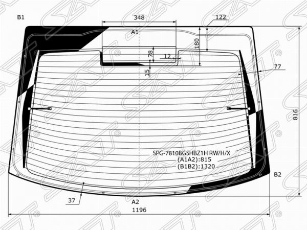 Стекло заднее с обогревом (без отверстия) SKODA OCTAVIA II 5D LBK 04-13