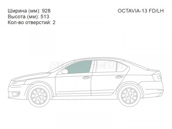 Стекло боковое опускное (Спереди / Слева / Цвет зеленый) Skoda Octavia 12-20