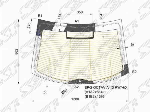 Стекло заднее с обогревом SKODA OCTAVIA 5D LBK 13-20