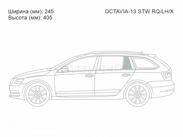 Стекло кузова боковое (не опускное) (Слева / Цвет зеленый) Skoda Octavia 12-20