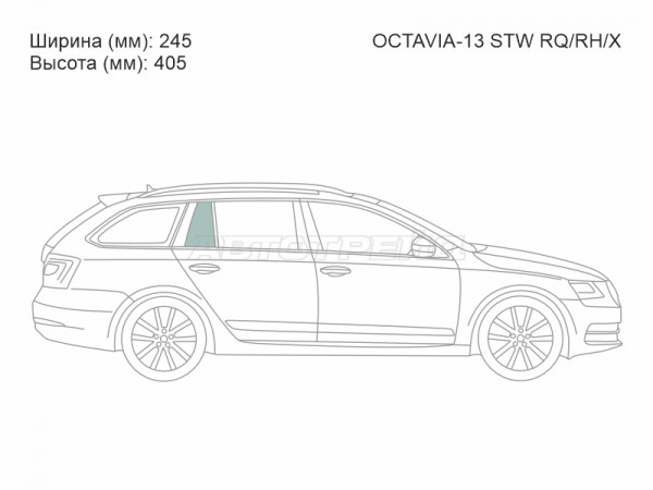 Стекло кузова боковое (не опускное) (Справа / Цвет зеленый) Skoda Octavia 12-20