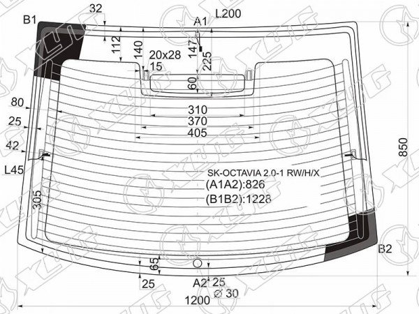 Стекло заднее (Цвет зеленый / Обогрев / Молдинг) Skoda Octavia 96-13