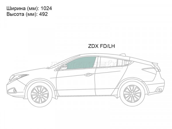 Стекло боковое опускное (Спереди / Слева / Цвет зеленый) Acura ZDX 09-13