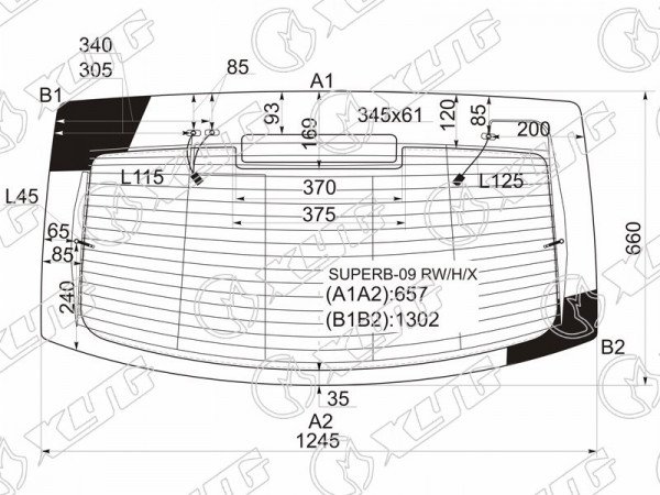 Стекло заднее с обогревом SKODA SUPERB II 5 LBK 08-15