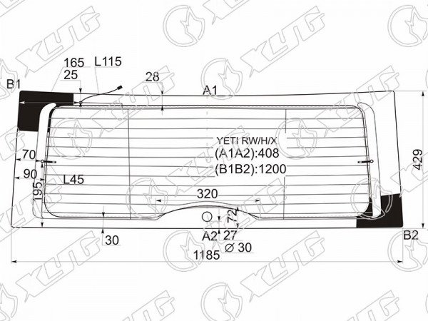 Стекло заднее с обогревом SKODA YETI 09-18