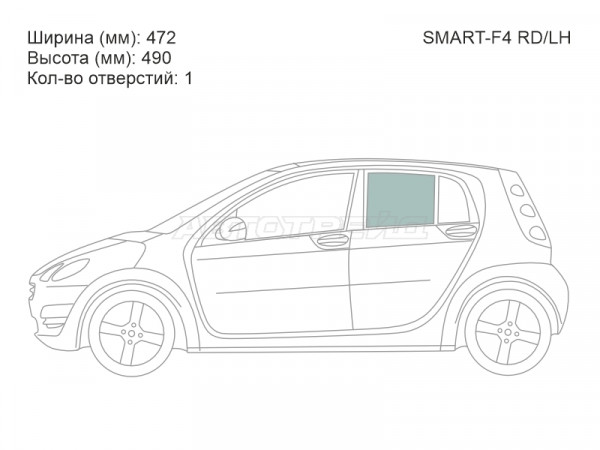 Стекло боковое опускное (Сзади / Слева / Цвет зеленый) Smart Forfour 04-06