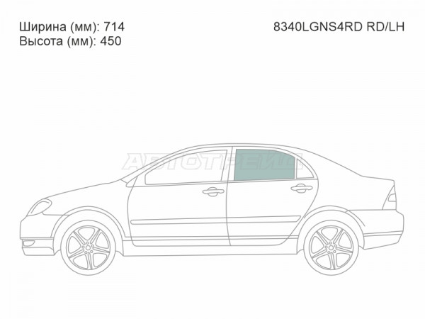 Стекло боковое опускное (Сзади / Слева / Цвет зеленый) Toyota Corolla (E120) 00-07  / Corolla Fielder 00-06