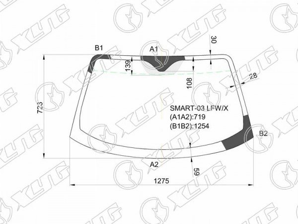 Стекло лобовое SMART ROADSTER 03-06