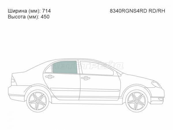 Стекло боковое опускное (Сзади / Справа / Цвет зеленый) Toyota Corolla (E120) 00-07  / Corolla Fielder 00-06