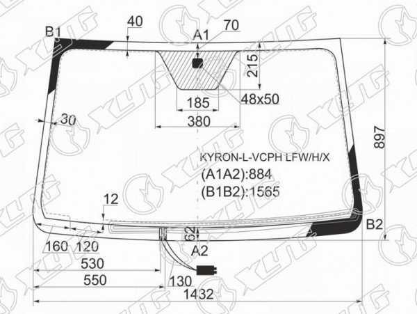 Стекло лобовое с обогревом щеток SSANGYONG KYRON 05-16 /ACTYON /ACTYON SPORT 06-