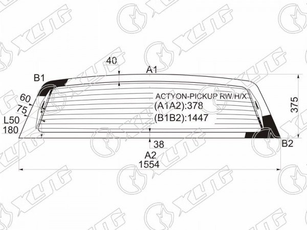 Стекло заднее с обогревом SSANGYONG ACTYON PICKUP 06-12