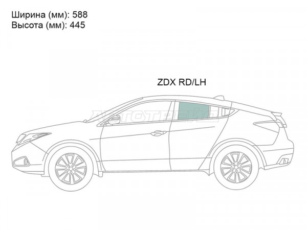 Стекло боковое опускное (Сзади / Слева / Цвет зеленый) Acura ZDX 09-13