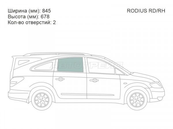 Стекло боковое опускное (Сзади / Справа / Цвет зеленый) SsangYong Rodius 04-13  / Stavic 04-13