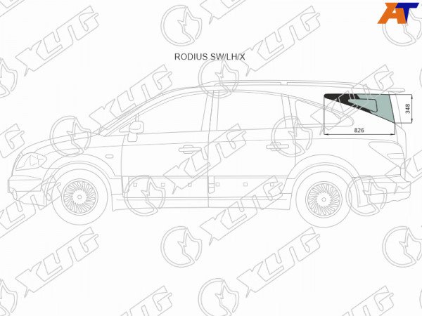 Стекло кузова (собачник) заднее левое NO2 SSANGYONG RODIUS 04-13