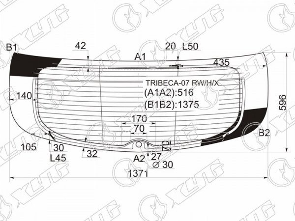 Стекло заднее с обогревом SUBARU TRIBECA 04-07