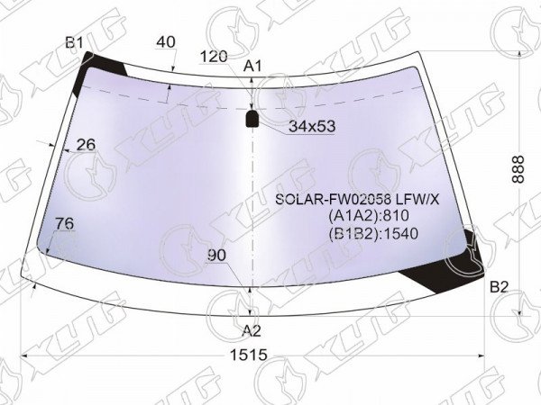 Стекло лобовое атермальное SUBARU FORESTER 97-02(Solar-X защита от ультрафиолета)