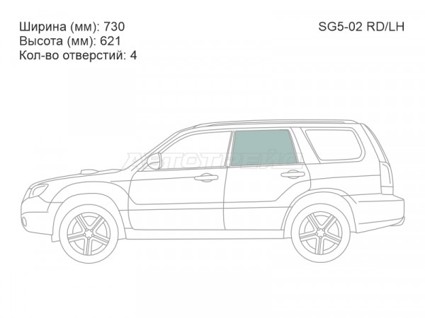Стекло боковое опускное (Сзади / Слева / Цвет зеленый) Subaru Forester 02-08