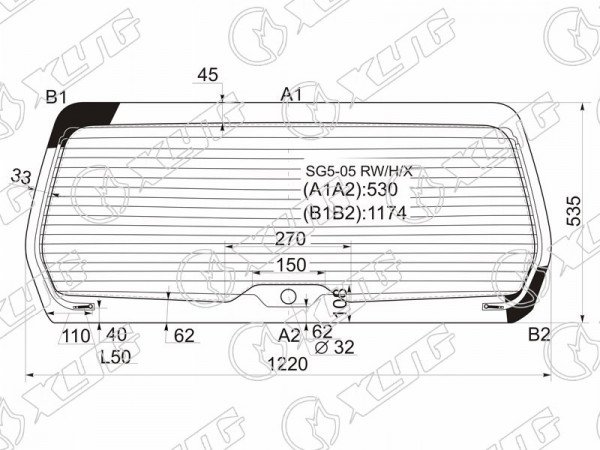 Стекло заднее (Цвет зеленый / Обогрев) Subaru Forester 05-08