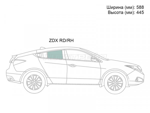 Стекло боковое опускное (Сзади / Справа / Цвет зеленый) Acura ZDX 09-13