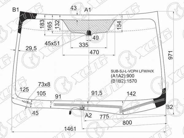 Стекло лобовое (Обогрев щеток) Subaru Forester 12-19