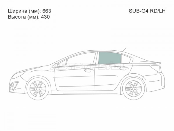 Стекло боковое опускное (Сзади / Слева / Цвет зеленый) Subaru Impreza 07-16  / Impreza WRX 07-21