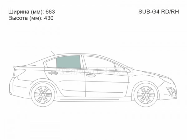 Стекло боковое опускное (Сзади / Справа / Цвет зеленый) Subaru Impreza 07-16  / Impreza WRX 07-21