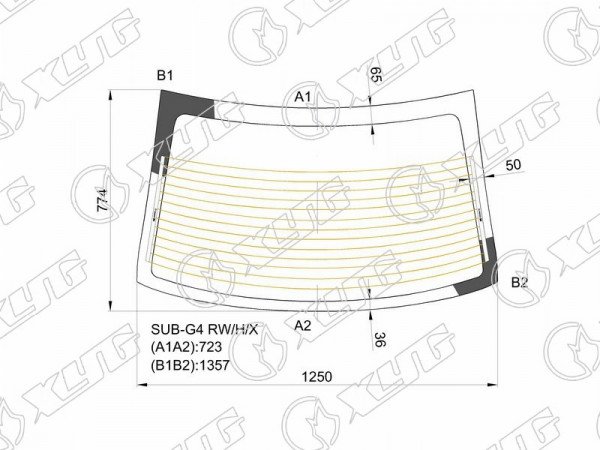 Стекло заднее с обогревом SUBARU IMPREZA 4D 11-16