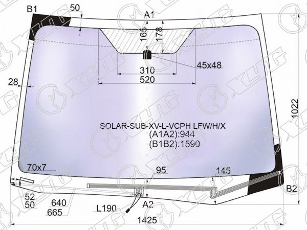 Стекло лобовое атермальное с обогревом щеток SUBARU XV 11-17 /SUBARU IMPREZA 4 /5D 11-16 (Solar-X защи