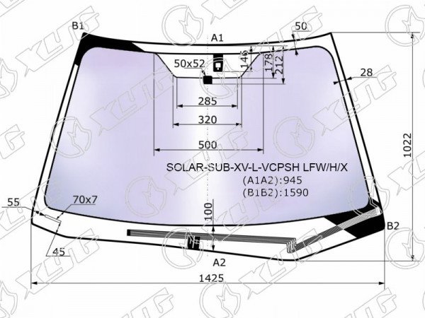 Стекло лобовое атермальное с обогревом щеток + дд SUBARU XV 11-17 /SUBARU IMPREZA 4 /5D 11-16
