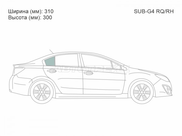 Стекло форточки (Сзади / Справа / Цвет зеленый) Subaru Impreza 11-16  / Impreza WRX 14-21