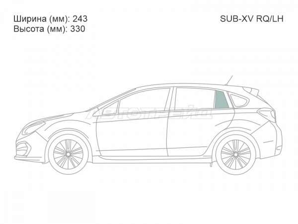 Стекло форточки (Сзади / Слева / Цвет зеленый) Subaru Impreza 11-16  / XV 11-17