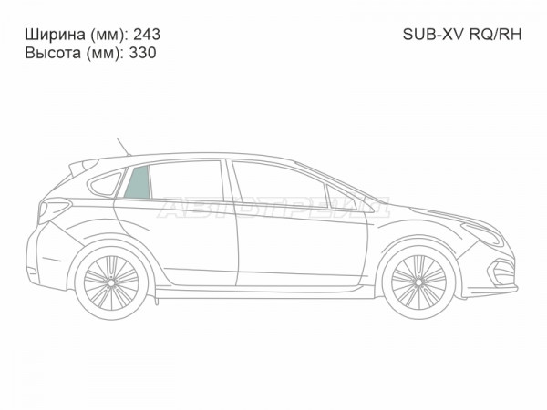 Стекло форточки (Сзади / Справа / Цвет зеленый) Subaru Impreza 11-16  / XV 11-17