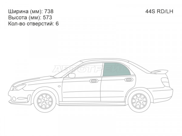 Стекло боковое опускное (Сзади / Слева / Цвет зеленый) Subaru Impreza 00-07  / Impreza WRX 00-07