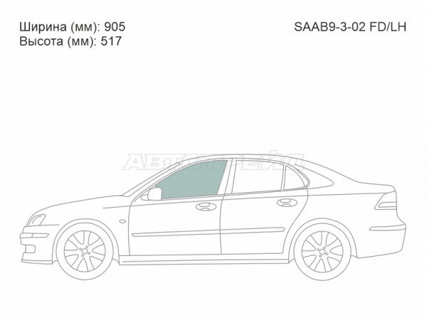 Стекло боковое опускное (Спереди / Слева / Цвет зеленый) Cadillac BLS 06-10  / Saab 9-3 02-14
