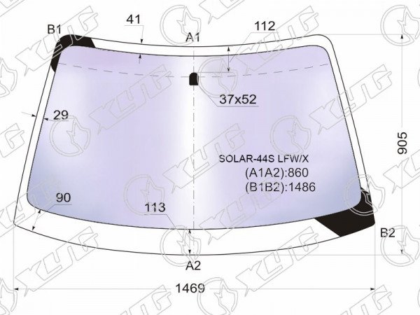 Стекло лобовое атермальное SUBARU IMPREZA 4D 00-07 (Solar-X защита от ультрафиолета)