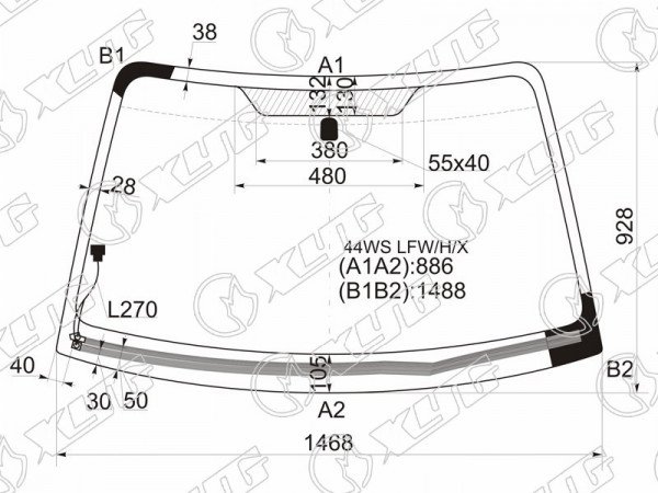 Стекло лобовое с обогревом щеток SUBARU IMPREZA 5D WGN 00-07